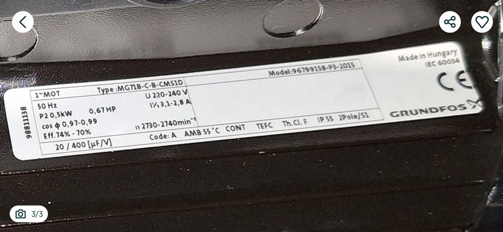 Grundfos cm - Bomba cm-3-5a 1x230v 0,87hp 1-1