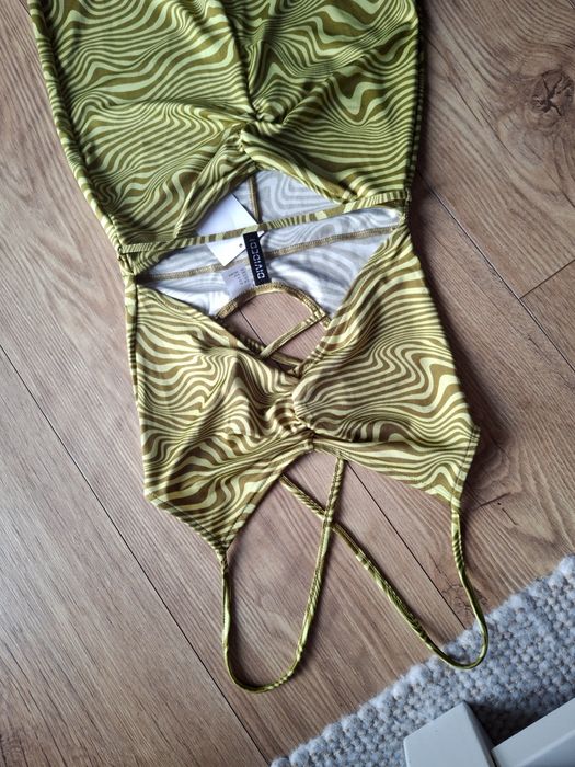 Rozmiar XS, H&M wzorzysty kombinezon dzwony flare retro