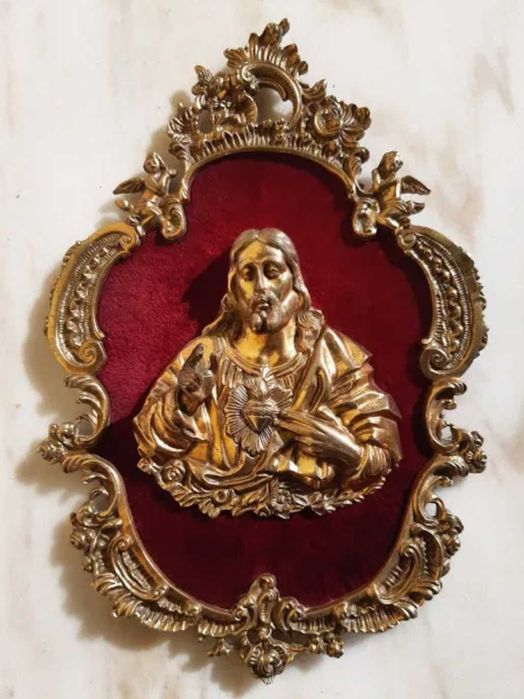 Quadro com Cristo em bronze