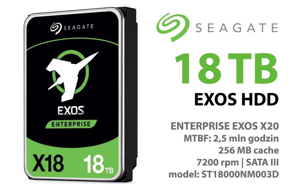 NOWY! Dysk HDD Seagate EXOS 18TB Gwarancja Producenta do 2028!