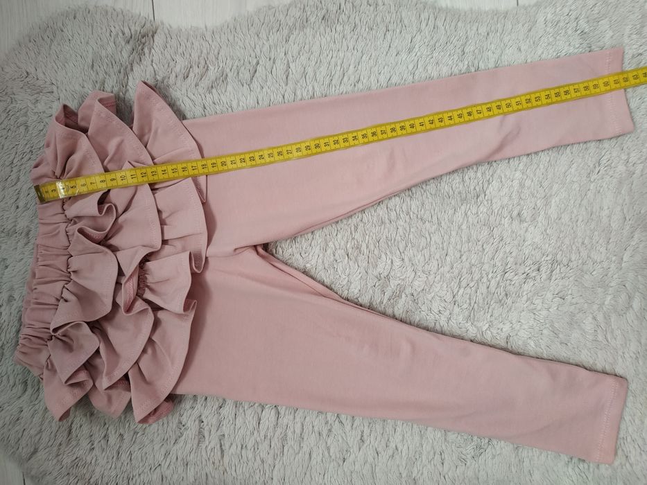 Piękne,unikatowe legginsy z falbankami/lato/pudrowy róż/Nala/r.104/110