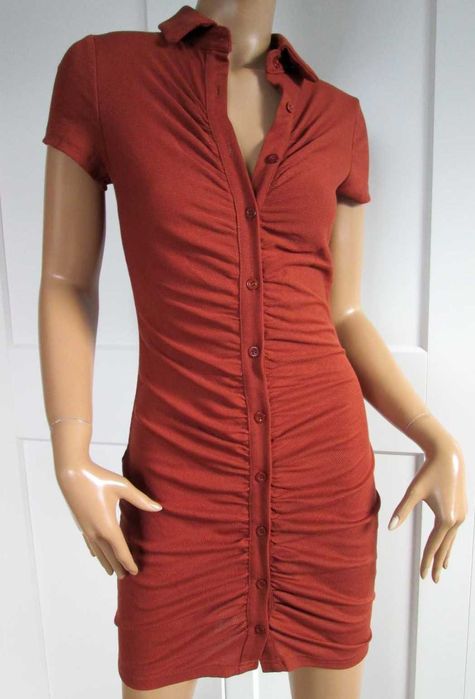 Shein sukienka prążkowana marszczona vintage S 36 NOWA