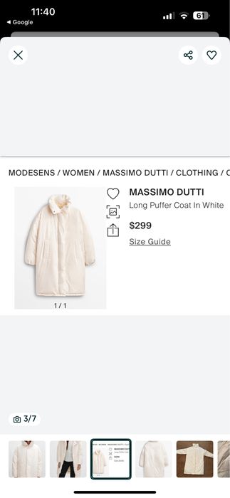 Продам пуховик Massimo Dutti