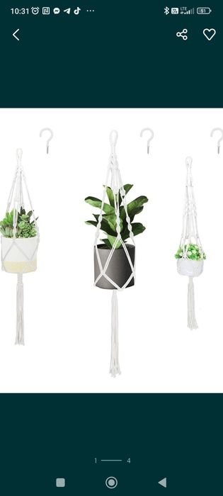 Kwietnik makramy biala