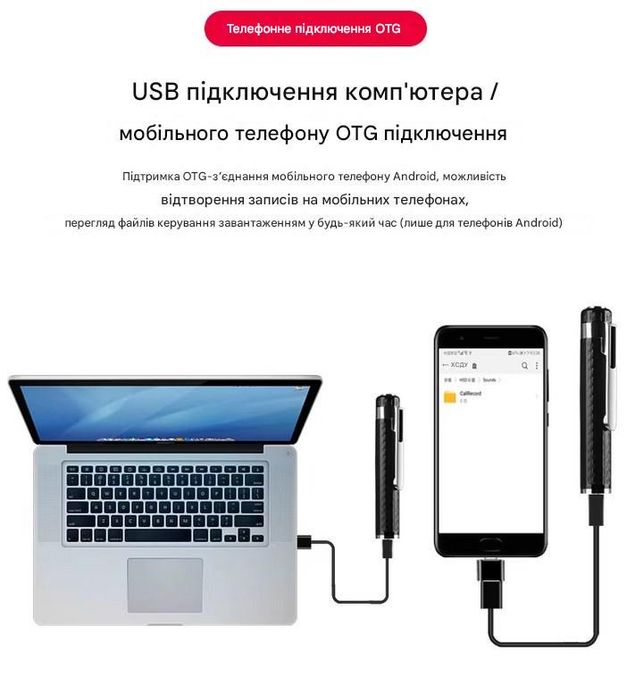 Диктофон ручка 8-128гб.