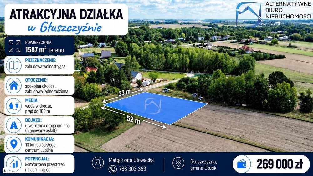 Działka 1587 m²|Głuszczyzna|13 km do centrum