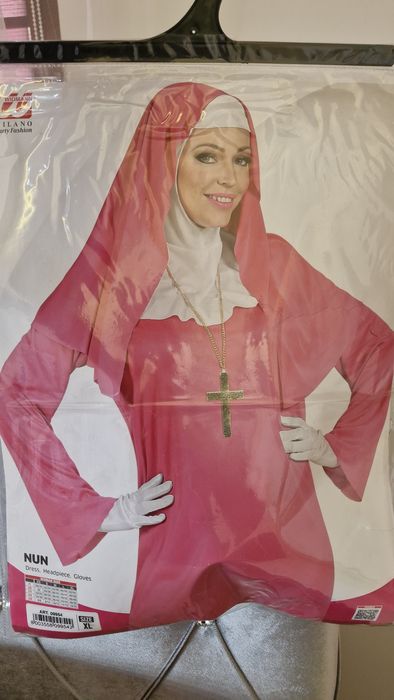 Przebranie stroj bal różowa zakonnica
