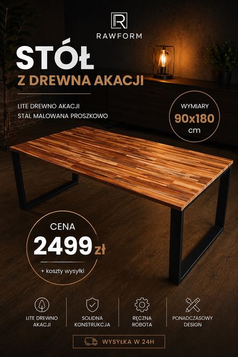 Meble ogrodowe , stół z klejonej akacji