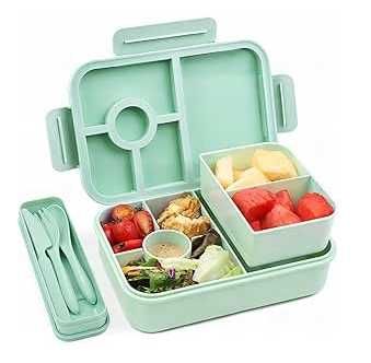 Pudełko śniadaniowe lunchbox z przegródkami 1300 ml i sztućce Bugucat