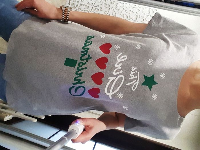 Футболка esmara серая новогодняя германия l принт на новый год на пода