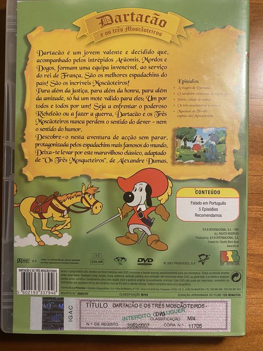 Dvd Dartacao e os 3 moscãoteiros