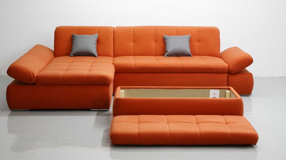 TKC Narożnik z funkcją spania PUFA pomarańczowy rozkładana rogówka sof