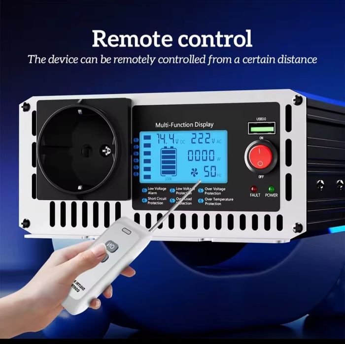 Inversor de onda senoidal pura HOULI 5000W | 12V a 230V | Controle Remoto LCD | Carro/RV/alimentação fora da rede