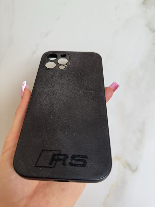 Case etui zamszowe czarne Audi RS iPhone 12 pro