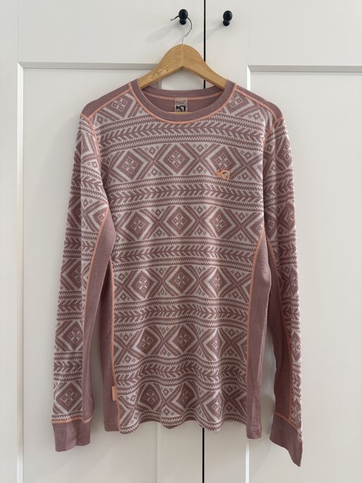 Różowa bluzka termiczna norweski wzór wełna merino Kari Traa XL 42