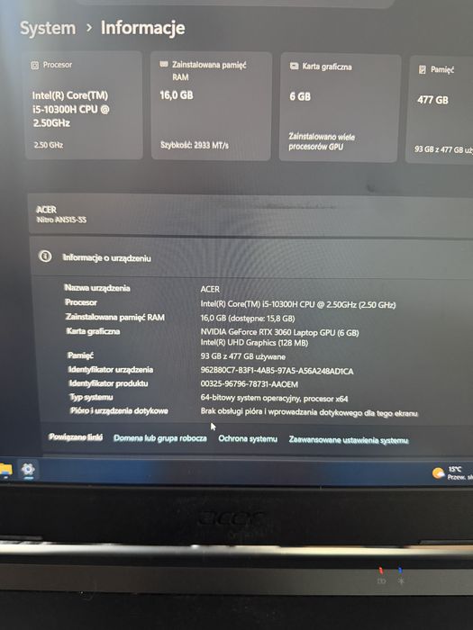 Acer nitro 5 RTX 3060