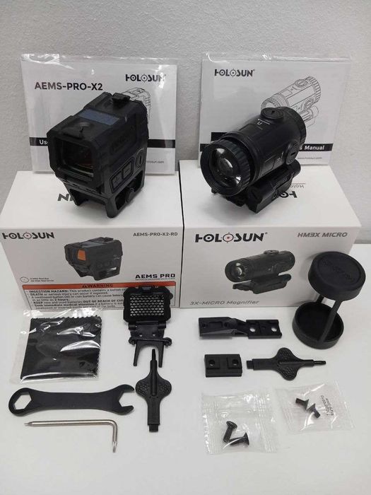 Комплект.  Holosun AEMS-PRO-X2-RD + HM3X-MICRO —коллиматор + увеличитель +Чохол AEMS у ПОДАРУНОК