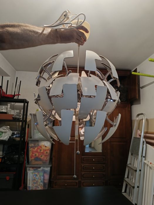 Candeeiro suspenso, branco/prateado, 35 cm