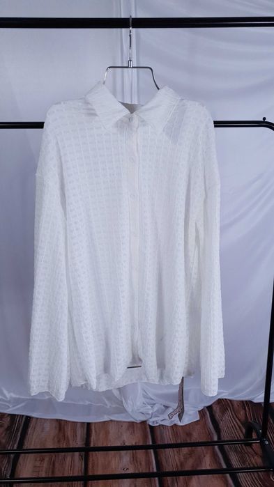 Koszula Damska Biała Oversize Teksturowana Casual Missguided S 36