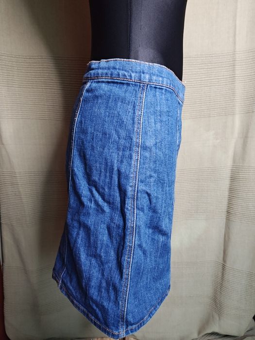 Modna Dżinsowa Spódnica A-linia H&M | Guziki Przód | Denim / Vintage S