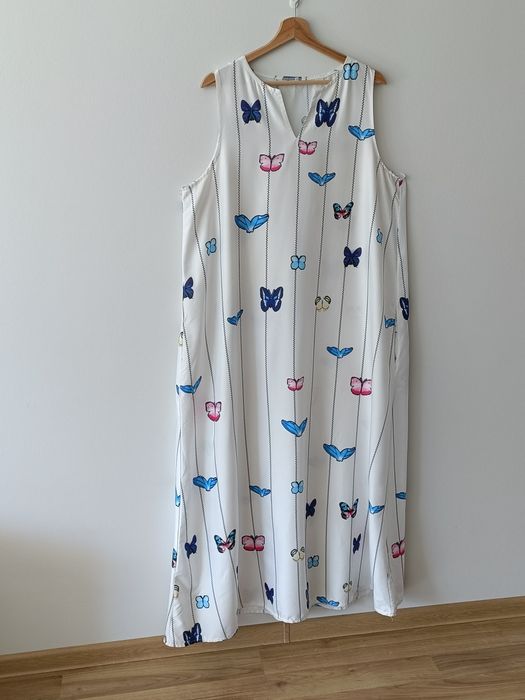 Sukienka biała letnia na lato maxi długa boho chic  44 46