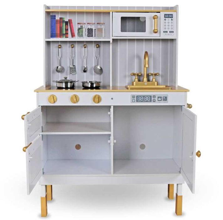 Edukacyjna Kuchnia Drewniana Interaktywna Dzieci Akcesoria - WYPRZEDAŻ