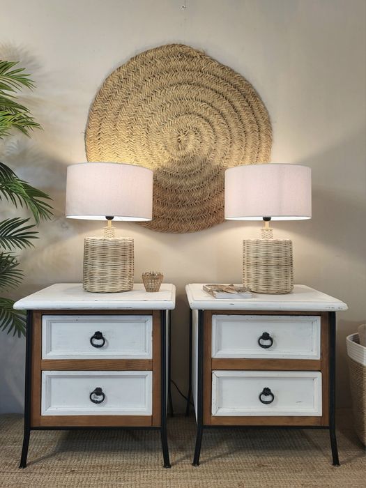 2 mesas, apoio, cabeceira,  ferro, rustico