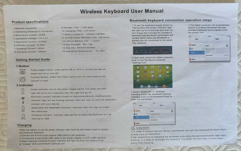 Teclado Bluetooth Universal Compacto – Android/iPad/PC