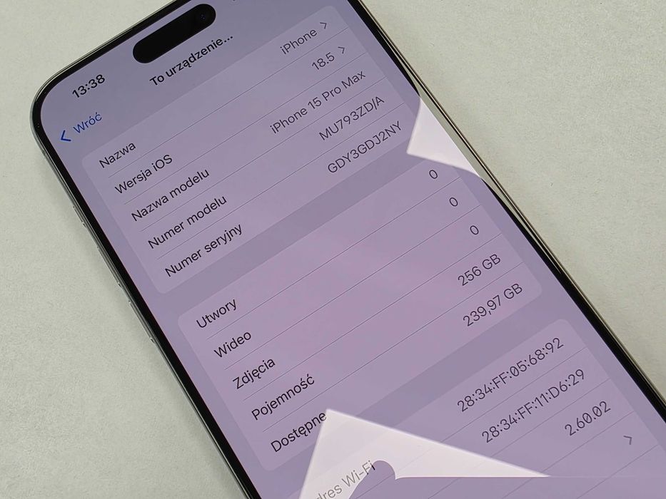 iPhone 15 PRO MAX 256GB/ Natural Titanium/ 86%/ Grade A-/ + ładowarka/ GW 12 MSC