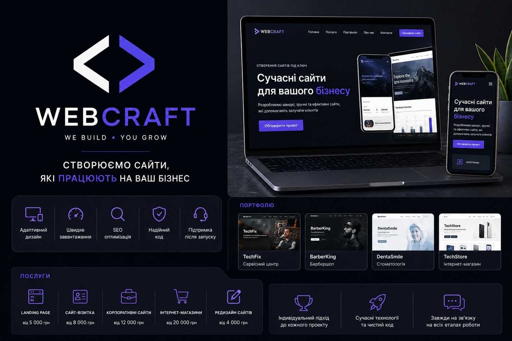 Створення сайтів під ключ | Landing Page | Сайт-візитка | Інтернет-магазин