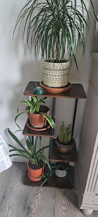 Kwietnik stojak na kwiaty drewniany narożny z 4 poziomami 78 cm