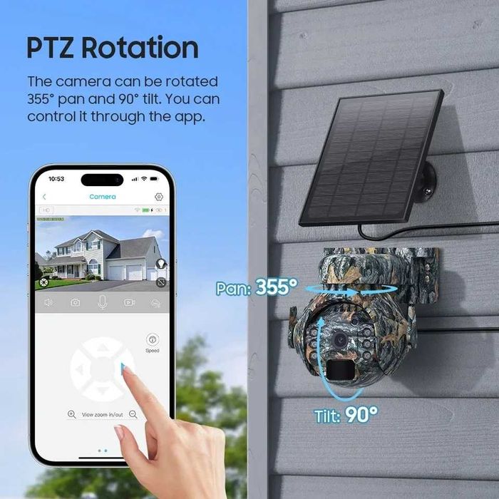 Camara Armadilha Caça C/ Sensor/Painel Solar/Ligação 4G SIM/PTZ 360º
