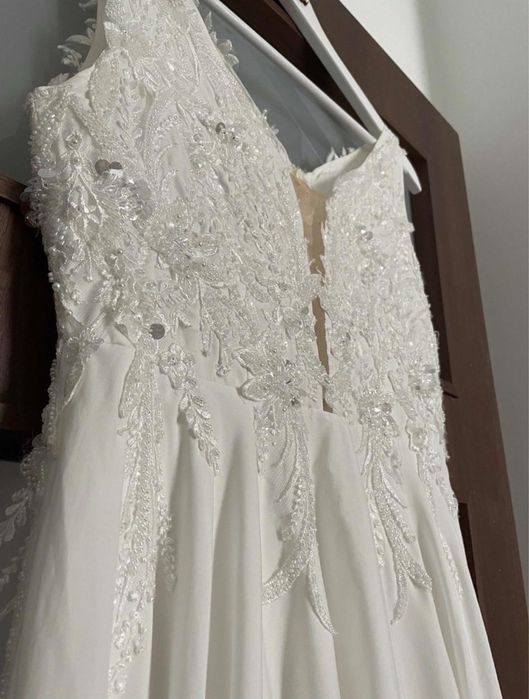 Sukienka suknia ślubna muślinowa rozmiar 38 M ecru zwiewna boho