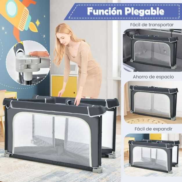 Parque infantil dobrável 50 bolas 124x124x70cm Cinzento Escuro NOVO