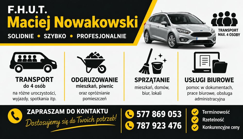 Prace porządkowe, transport, prace biurowe