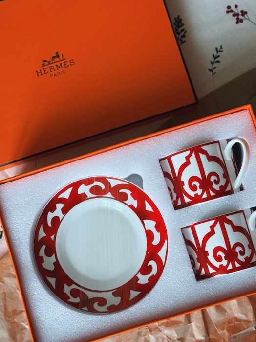 Набір порцелянового посуду чашка з блюдцем Hermes