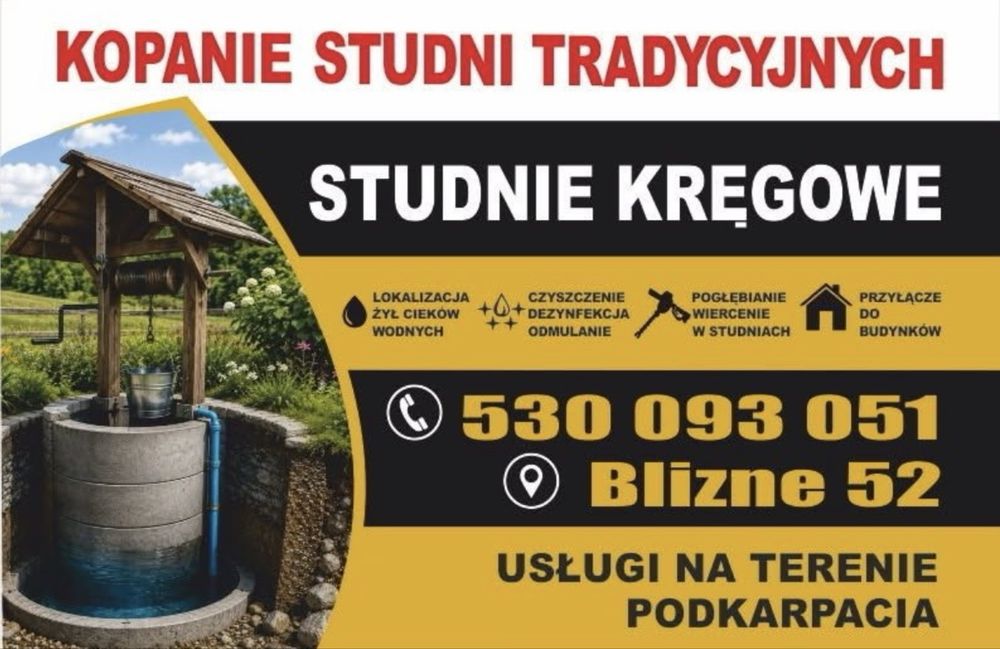 Kopanie studni tradycyjnych studnie kręgowe
