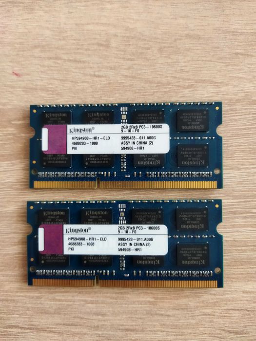 Комплект Оперативна память ОЗУ RAM SO-DIMM DDR3 4GB (2x2GB) 1333 Kingston HP 594908-HR1-ELD SPS 598856-001 для ноутбука, міні-ПК, моноблока, неттопа