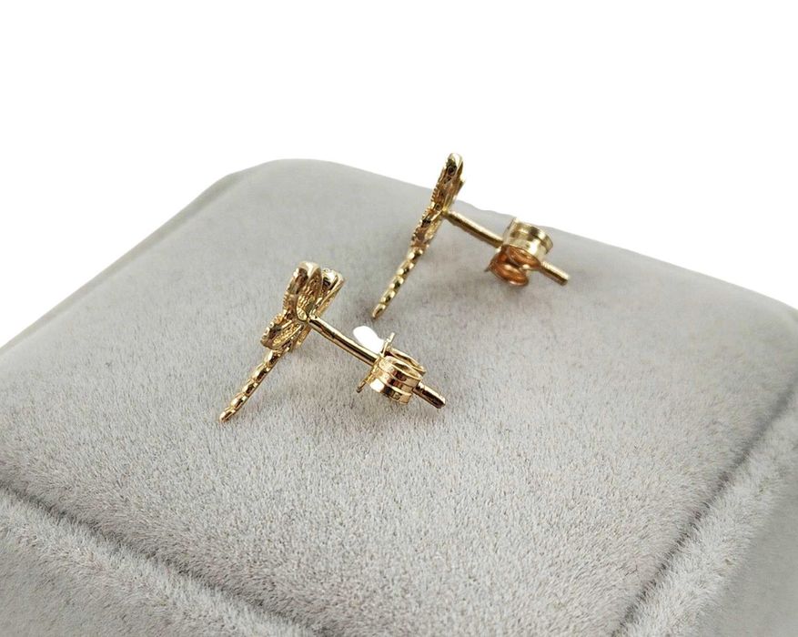 Śliczne kolczyki ważki z cyrkoniami 1,55g 585