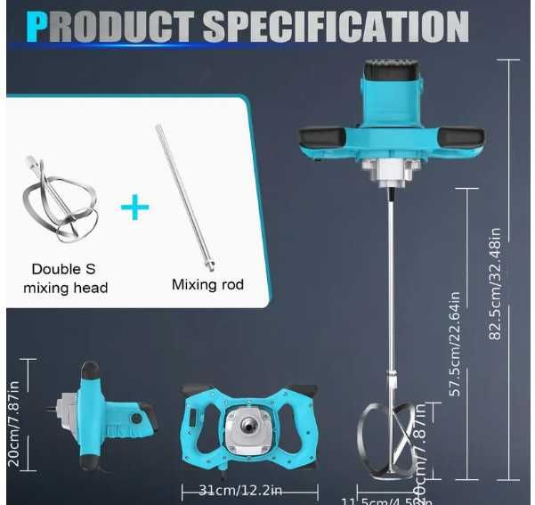 F1208 Misturador 6 velocidades 3500w  cimento tinta argila muito mais
