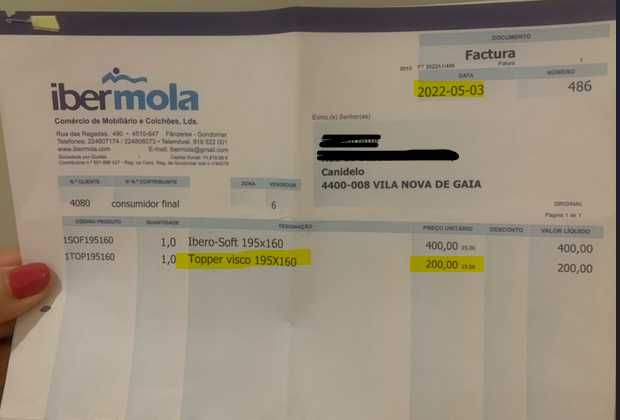 Topper Visco Elastico - 1.95x1.60, 8cm altura. Preço €140 sem manchas!