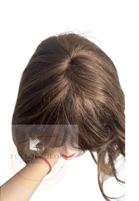 Brazowa peruka wlosy naturalne z grzywka 100% ludzkie