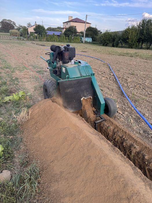 Wykopy liniowe, przyłacza elektryczne, uslugi koparką łańcuchową, odwodnienia, kanalizacja, gaz, nawodnie, kopanie pod wode, studnie głębinowe