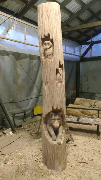 Słupy drewniane, dębowe,rzeźbione, do domów z bali lub altany, wiaty