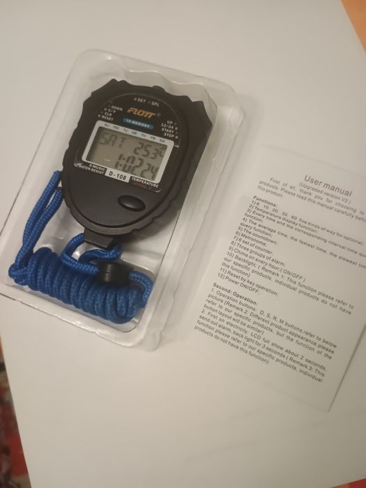 Електронний секундомір, пам'ять 10 результатів температура Flott D-108