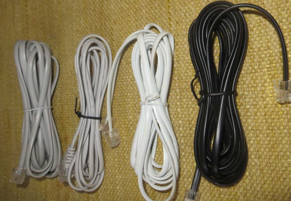 Cabos p/ base telefone sem fios fixo - 4 Unidades  - Novos