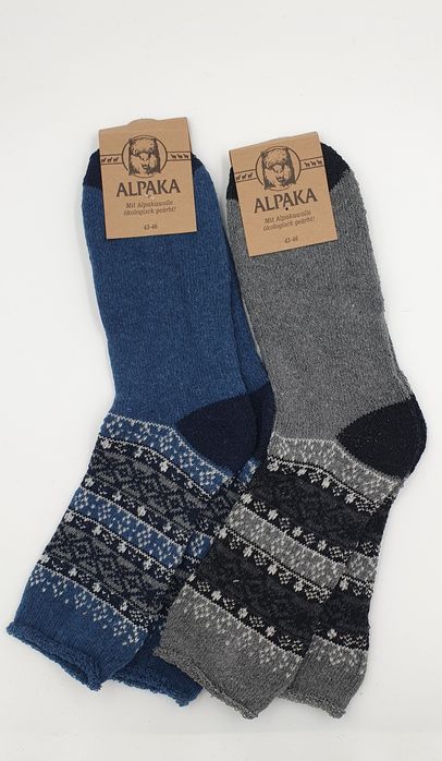 Ciepłe grube skarpety zimowe męskie Thermo alpaka 43-46 wełniane
