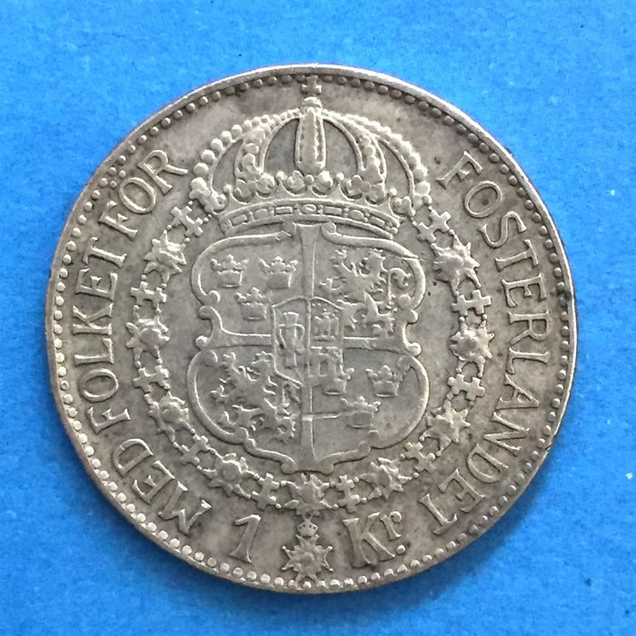 Suécia 1 Coroa 1939-G - Rei Gustavo V, prata