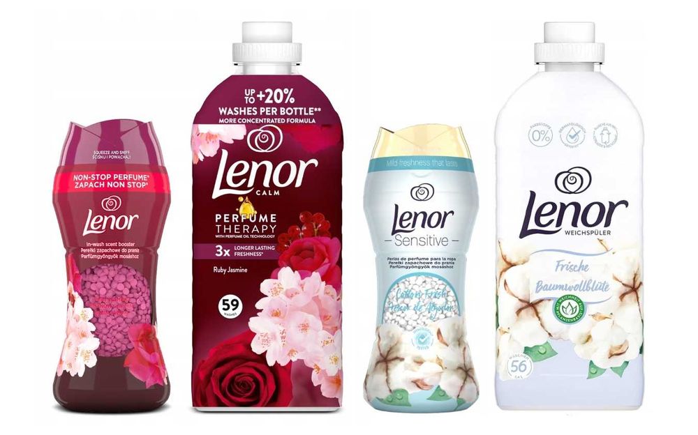 2x Zestaw Lenor + płyn do płukania 2x1,2L +perełki 210g MIX zapachów + GRATIS
