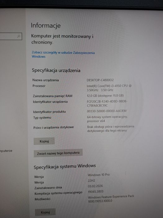 Lenovo ThinkCentre All-in-one i3 12 GB  RAM 500 GB Windows 10 pro